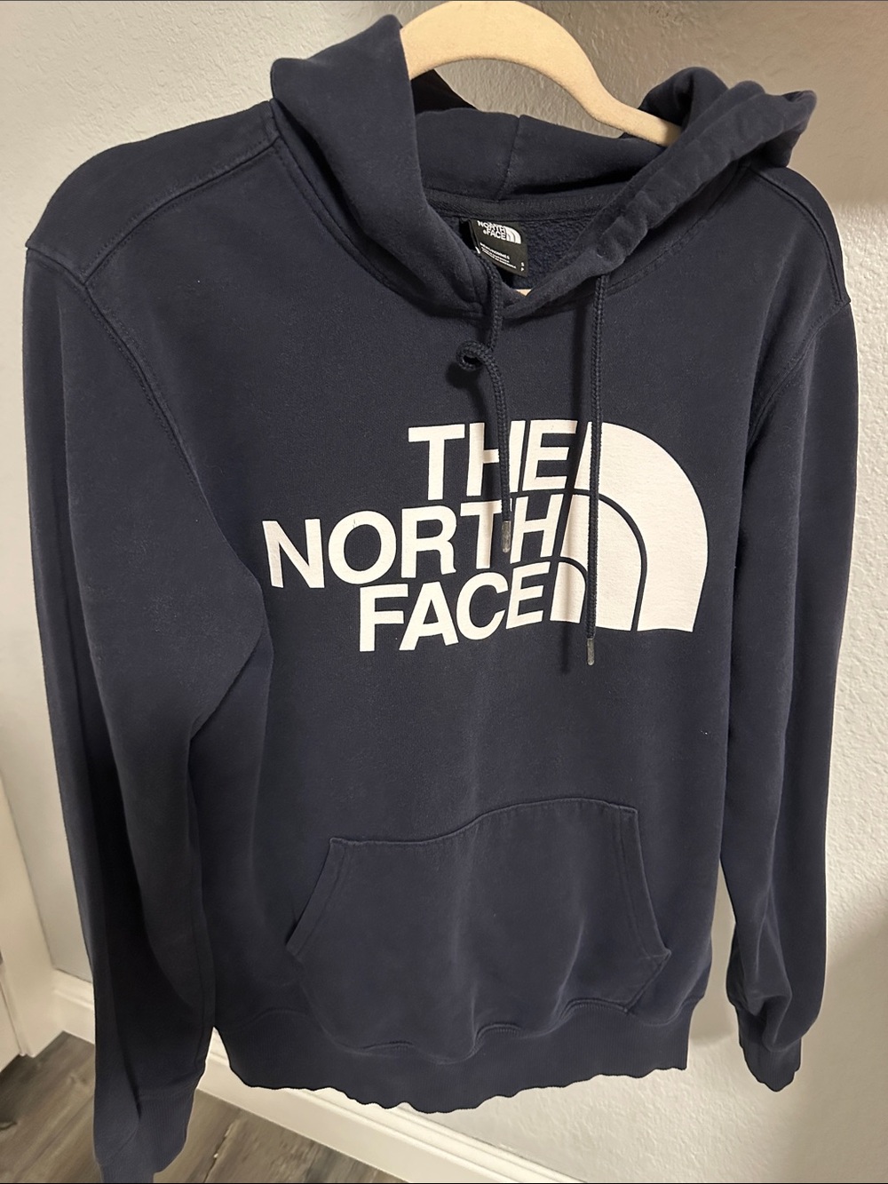The North Face Men’s Navy Crewneck Hoodie with White Logo